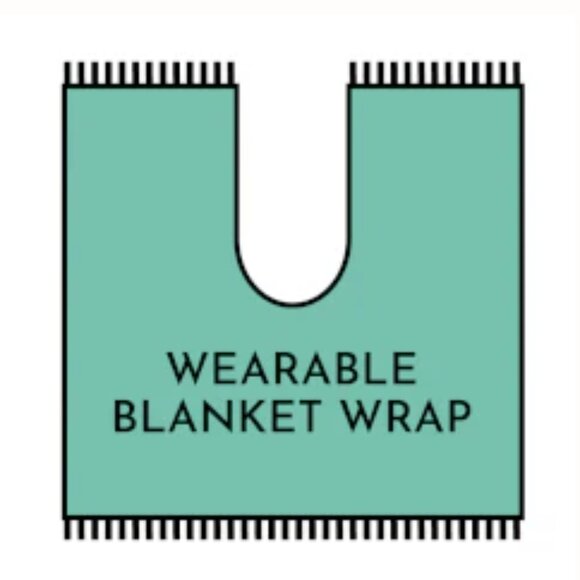 Wearable Blanket Wrap from Shoul Light blue/gray OS Shoulders No Slip Travel - Picture 6 of 6